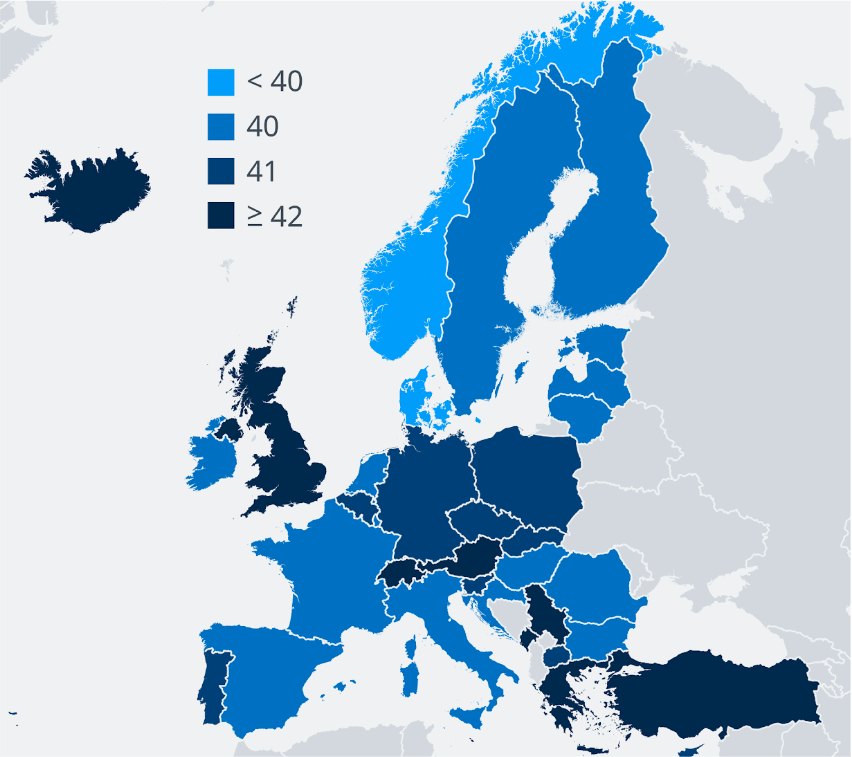  AVERAGE WEEKLY HOURS OF WORK IN FULL-TIME JOBS - Source: DW 