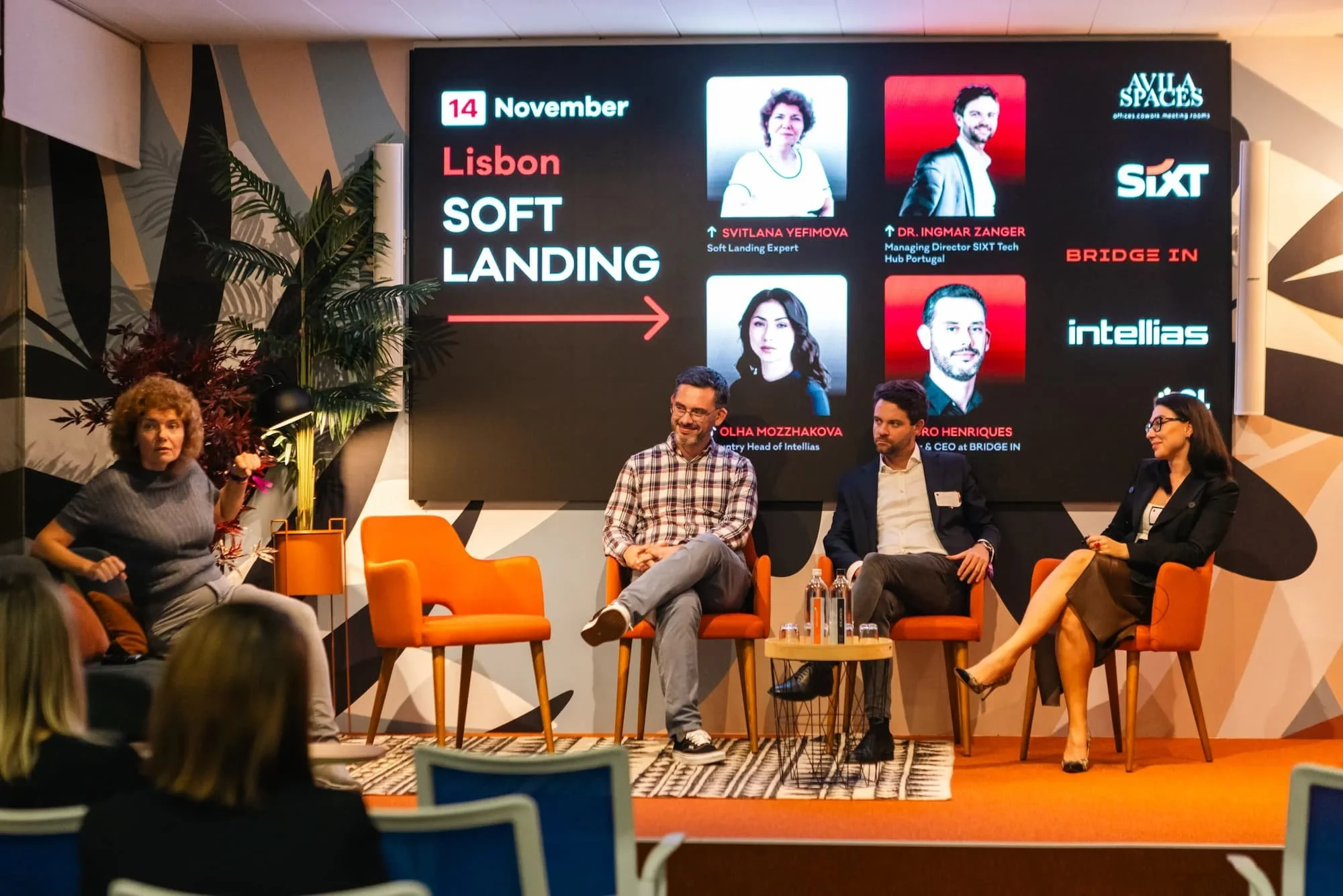  Svitlana, Pedro, Ingmar, and Olha at the Soft Landing event in Lisbon | Image source: CO:next 
